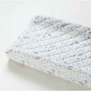 Crate & Barrel Quilted Changing Pad Cover Organic Cotton Sea Print Set Of 2